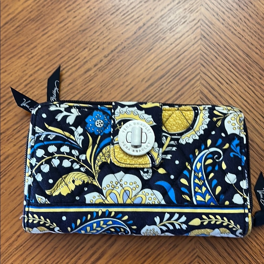 Vera Bradley Black and Yellow Floral Wallet